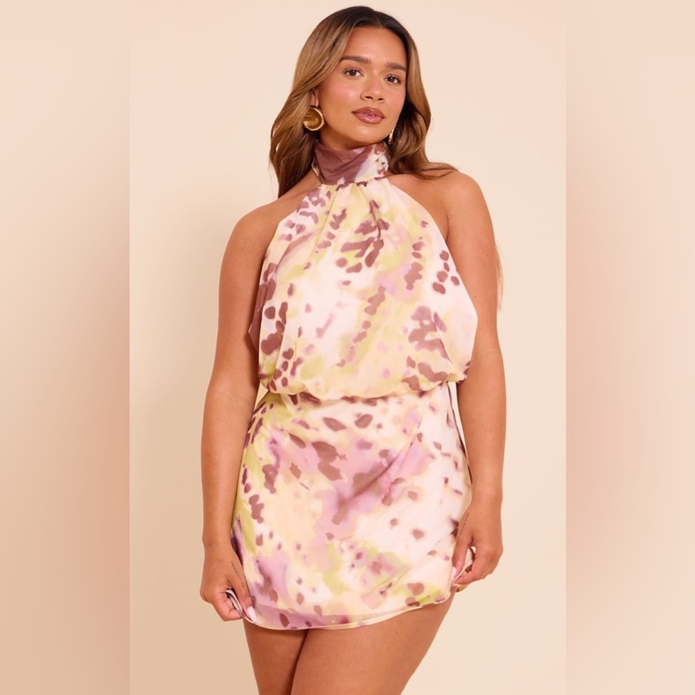 PrettyLittleThing Floral Dress with Purple and Cream Hues